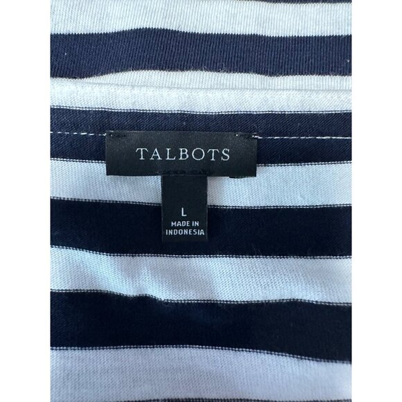 Talbots Short Puffy Sleeve Scoop Neck Striped Top Size L - Picture 5 of 7